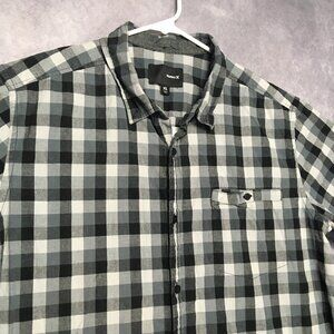 Hurley‎ Mens Check Plaid Shirt size XL Short Sleeve Button Up Pocket Cotton